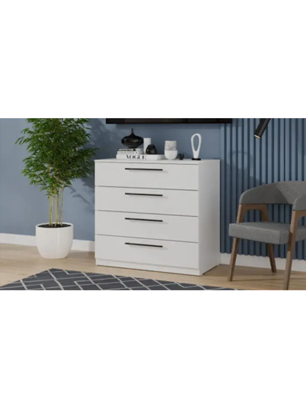 Комод для одежды Белый 4 ящика 92х51х87 см