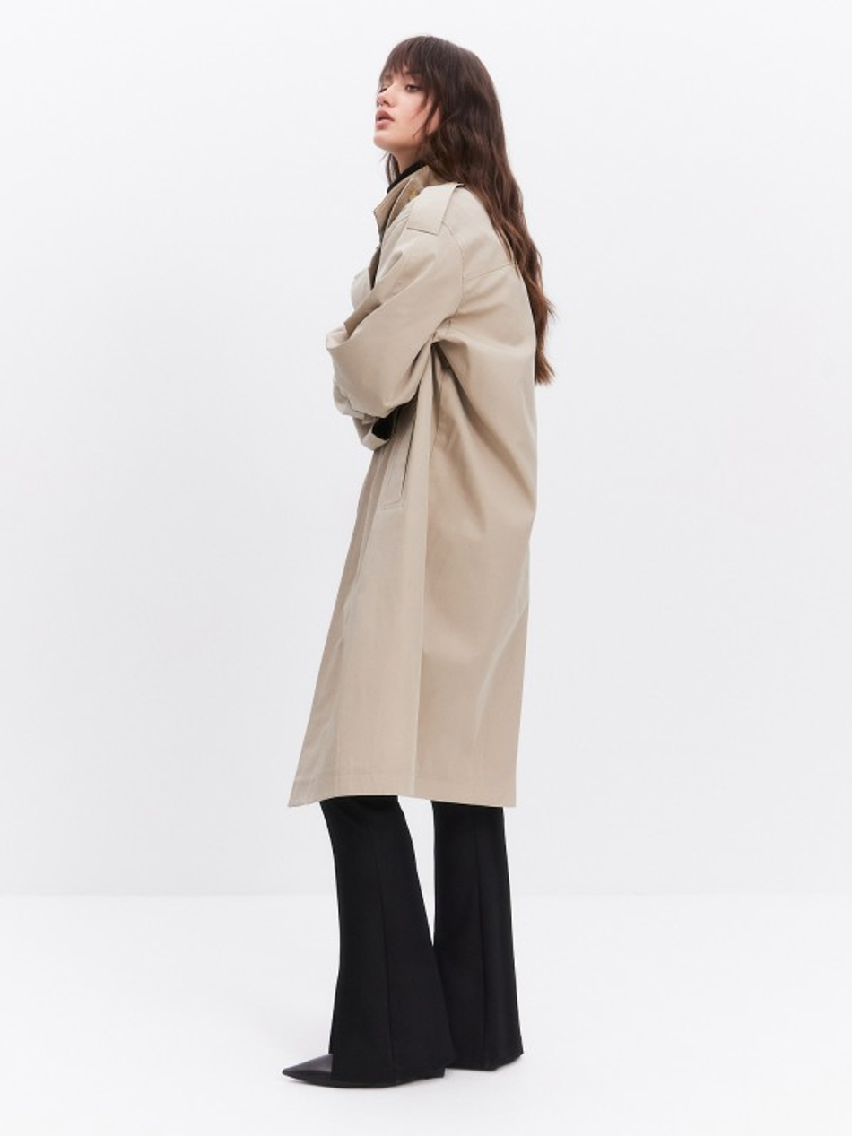Тренч с вельветовым воротником