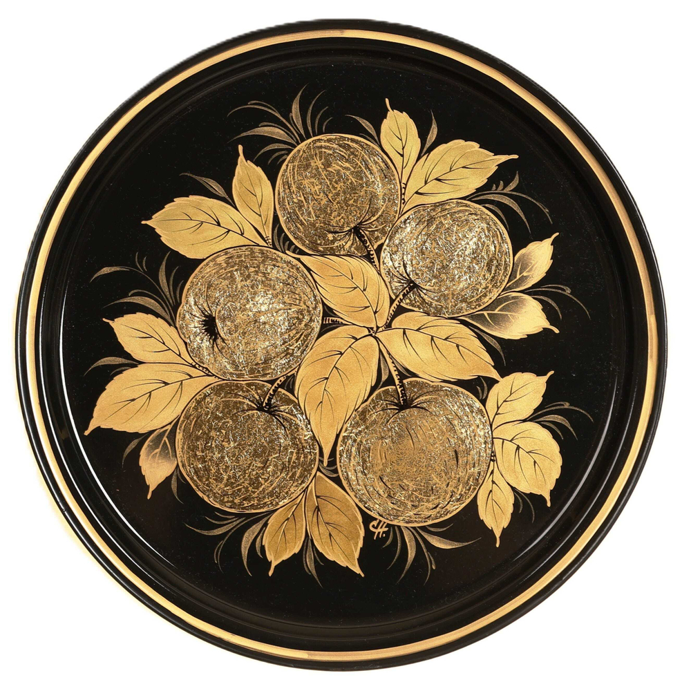 Жостовский поднос декоративный, размер 30 см (A9), металлический