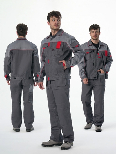 Костюм Драга-2 (тк.Смесовая МВО,240) п/к, т.серый/св.серый/красный