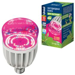 LED-M80-20W-SP-E27-CL ALS55WH Лампа светодиодная для растений. IP54. Форма M. прозрачная колба. Материал корпуса алюминий. Упаковка картон.
