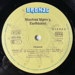 Винтажная виниловая пластинка LP Manfred Mann's Earth Band Chance (Germany 1980)