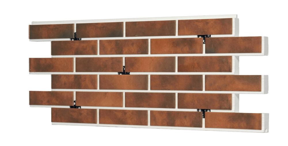 Клинкерная фасадная термопанель, плитка BestPoint Retro Brick Chili, ППУ (пенополиуретан), 1028x616 толщина 65 мм