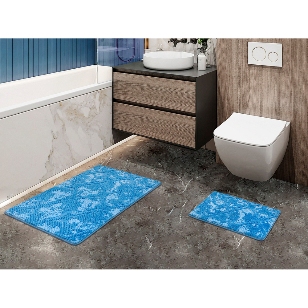 Набор ковриков д/ванной Shahintex Vintage  60*100+60*50 синий (02)
