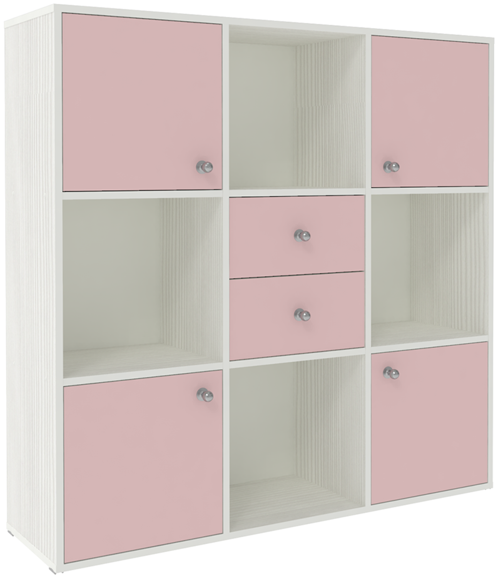 Стеллаж КарИВи Джери Белое Дерево Розовый