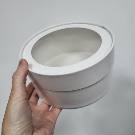 Коробка ТУБУС плотный с окном d=16 см h=8 см (БЕЛАЯ)