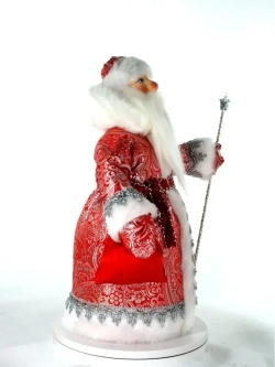 Кукла фарфоровая Дедушка Мороз в парчовой шубе под елку