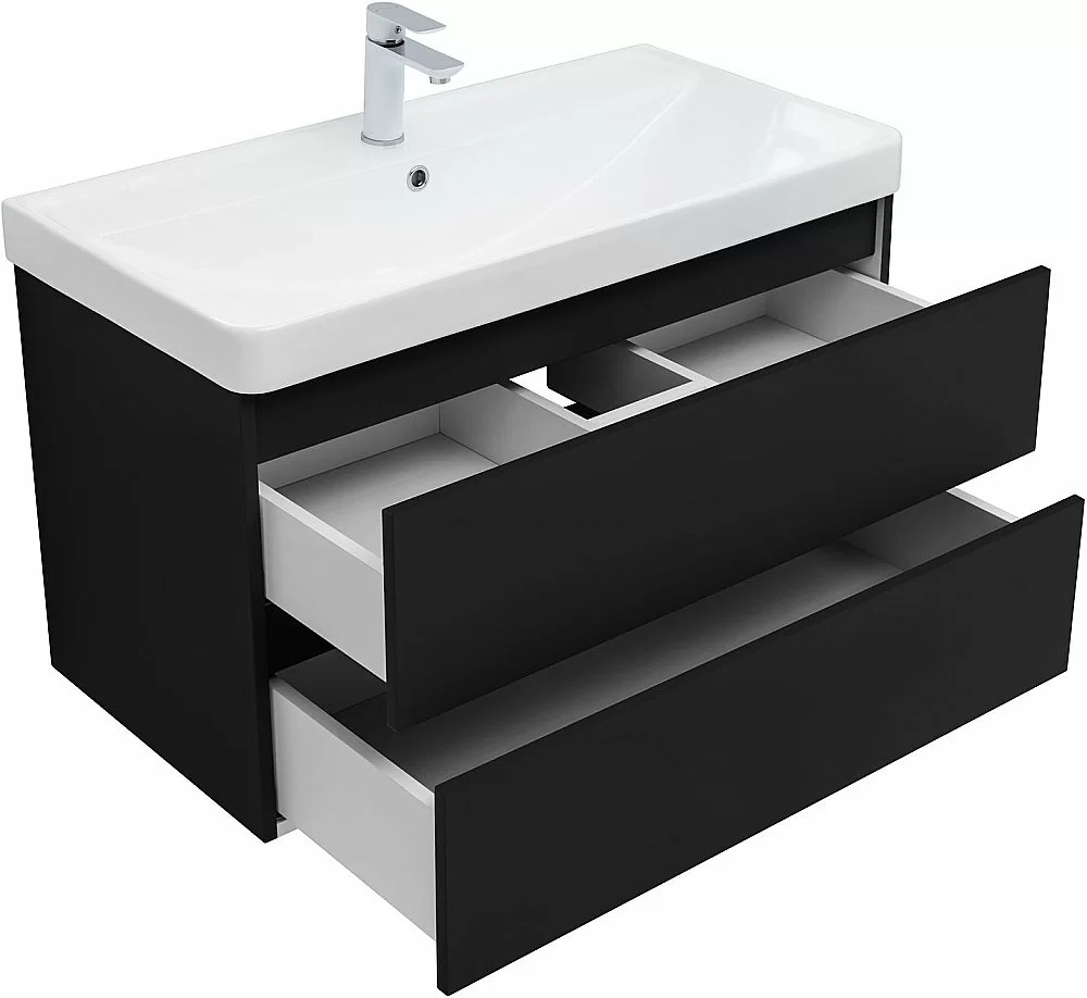 Тумба с раковиной Aquanet Вега 2.0 337956/323883 90 черный