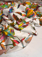 Плательно-блузочный поплин с рисунком (100%хлопок, Жемчужный белый фон/яркие фломастерные цветы, 150, 150 гр/м2)