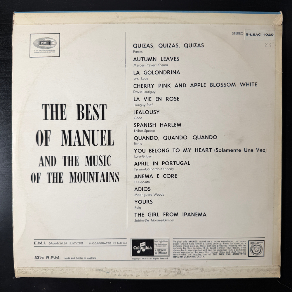 Manuel And The Music Of The Mountains – The Best Of Manuel And The Music Of The Mountains (Австралия 1966г.)