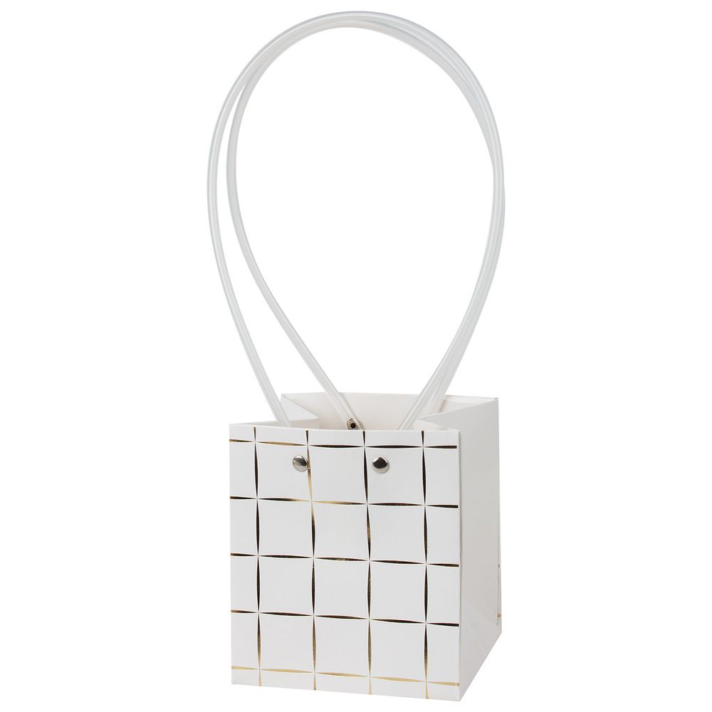 Сумка подарочная "Полосы" 11,5x10,5xH13см с ламинацией (Белый)