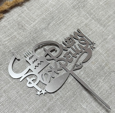 Свеча для торта «С Днём Рождения!» в серебряном цвете