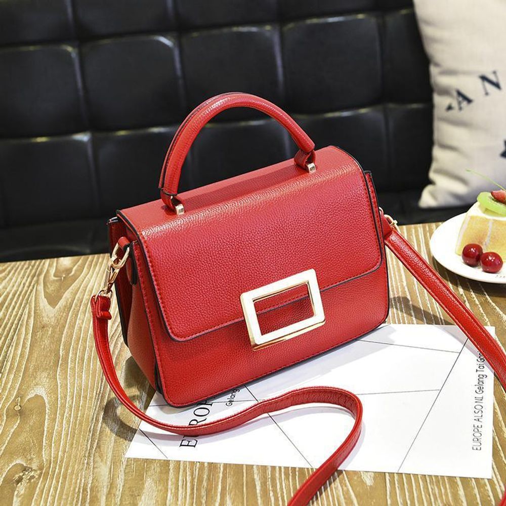 Средняя стильная женская повседневная сумка красного цвета из экокожи Dublecity 5468-1 Red wine