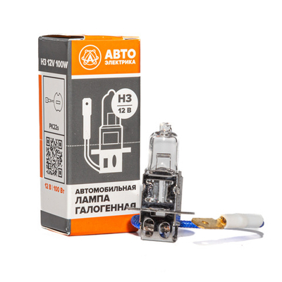Автолампа галогенная H3, 12 В, 100 Вт, PK22S
