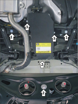 Защита Зад. дифференциала. 2 мм, Сталь. для KIA Sorento 2012-2020 MOTODOR.01035