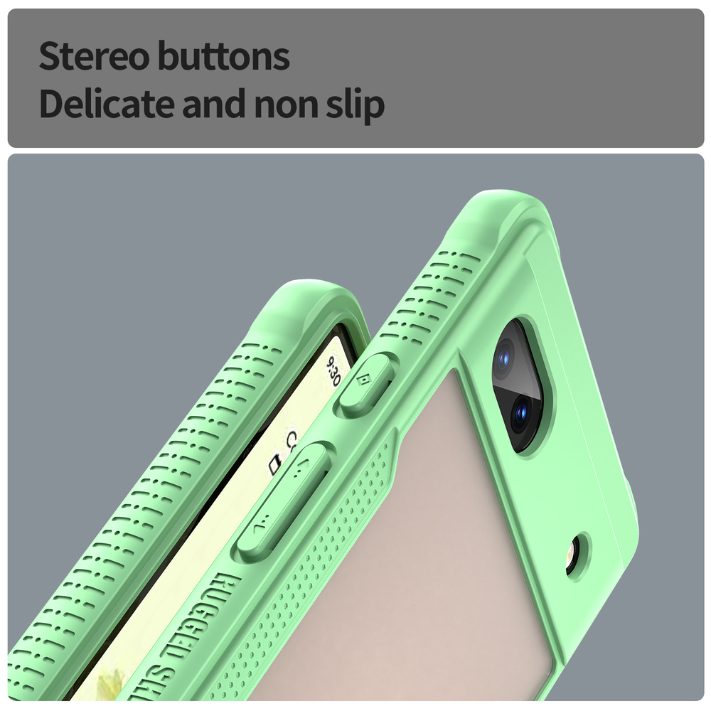 Чехол с зелеными боковыми рамками для Google Pixel 6a, задняя крышка прозрачная тонированная