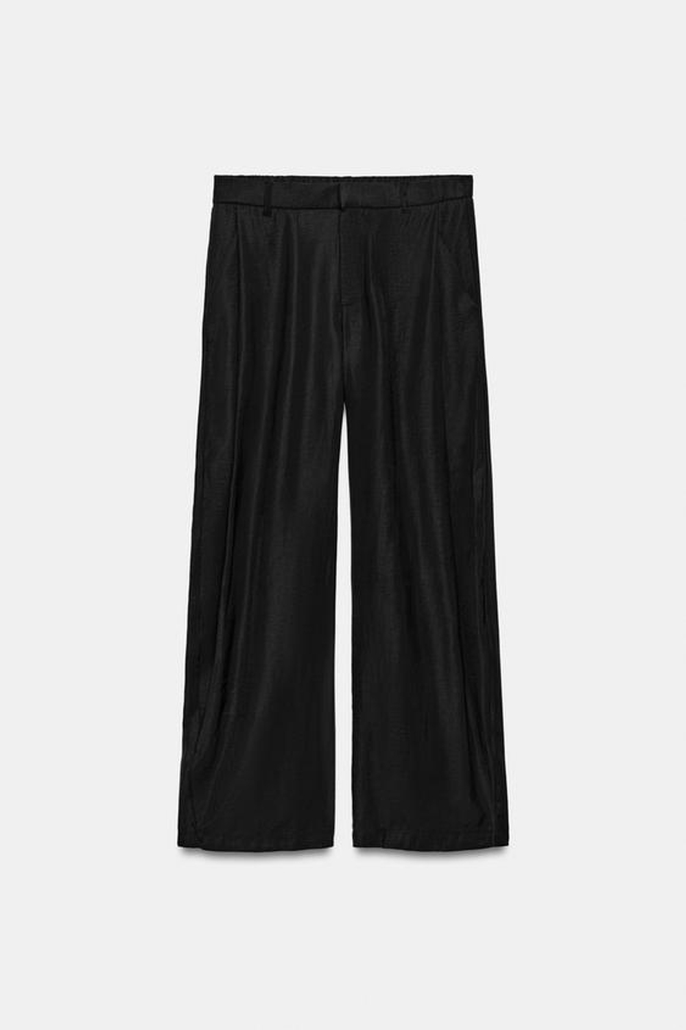 ZARA СТРУЯЩИЕСЯ БРЮКИ СО СКЛАДКАМИ, ЧЕРНЫЙ