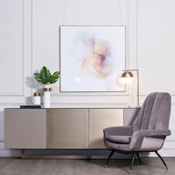 Комод дизайнерский с дверцами 76х45х220смGarda Decor Space бежевый с бронзой