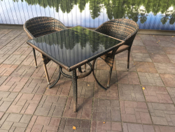 Комплект мебели из искусственного ротанга стол Греция + 2 кресла Греция(Подушки в комплекте) арт.77589