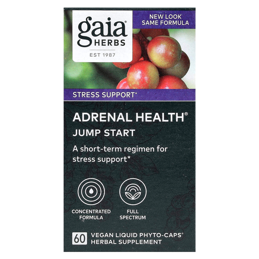 Gaia Herbs, Adrenal Health®, Jump Start, 60 веганских жидких фитокапсул