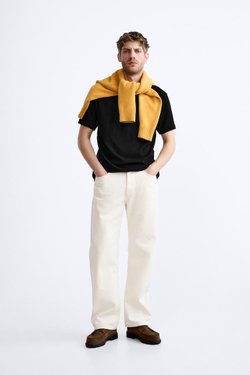 ZARA ХЛОПКОВАЯ ФУТБОЛКА, ЧЕРНЫЙ