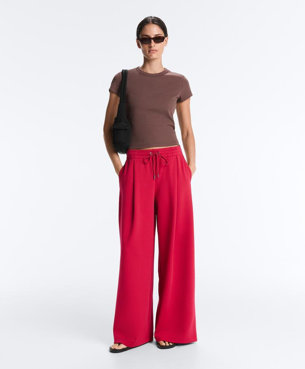 Oysho Футболка Rib Fit из смесового хлопка, коричневый