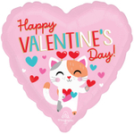 Шар Фольгированный Кот с сердцами-антенками (Розовый)
