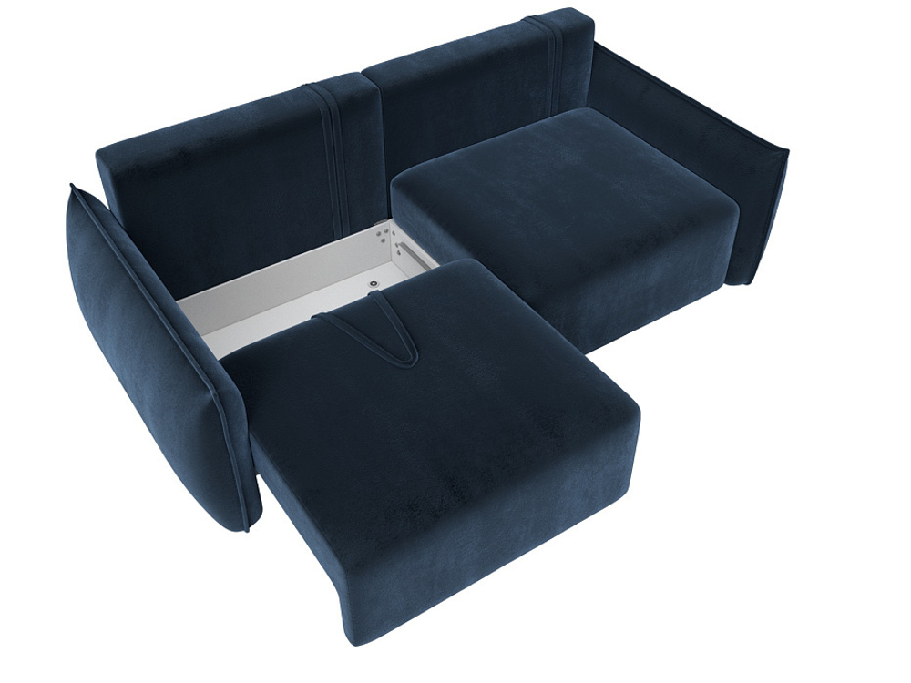 Диван прямой Лига-051 НПБ ВЕЛЮР TOWER 13 синий