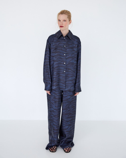 Рубашка из шелка Стелла Маккартни черный/синий