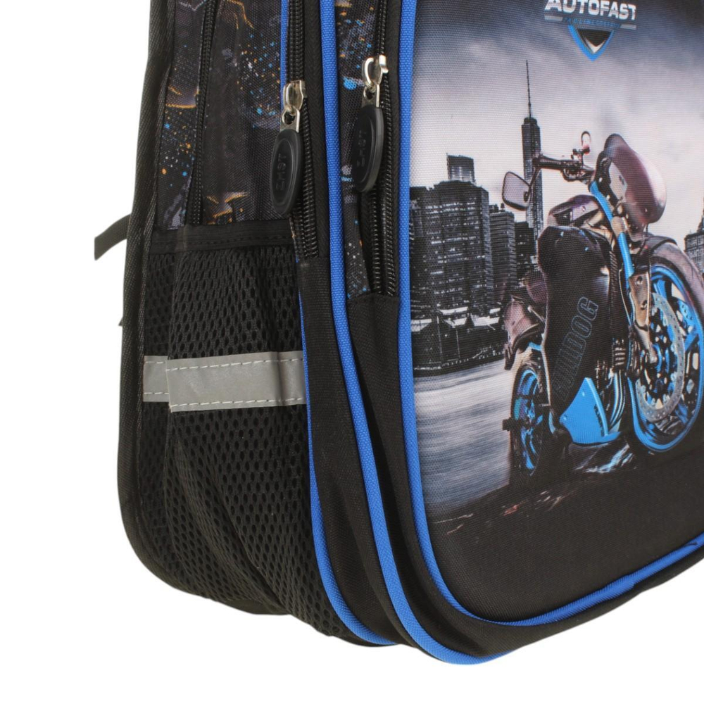 Рюкзак "Мотоцикл" 30*11*40см, 3 отделения, 2 кармана, ортопедическая спинка, с пеналом