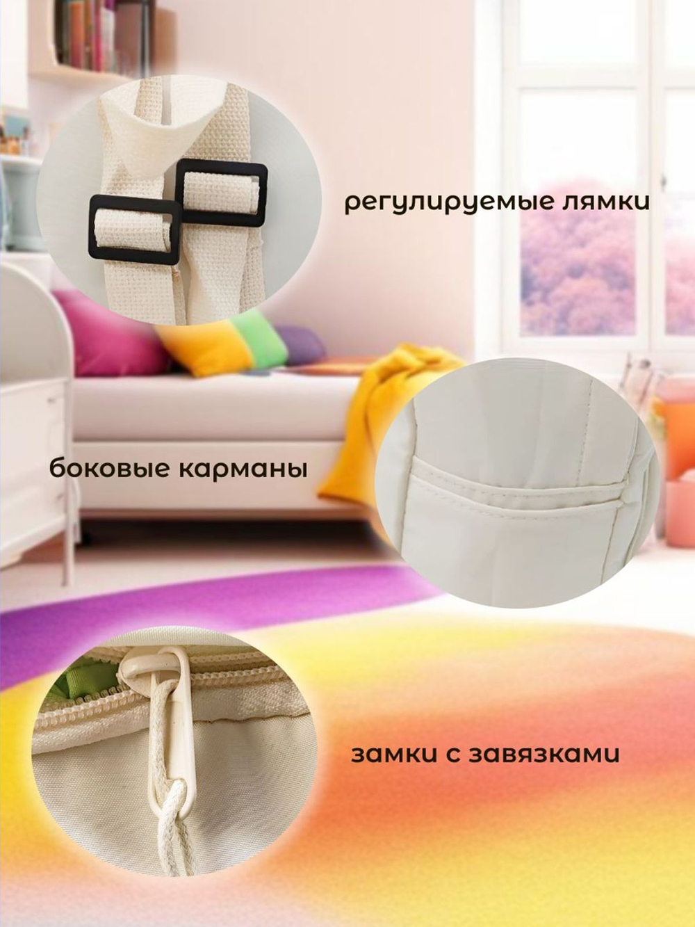Рюкзак детский дошкольный в садик24х31х9см белый