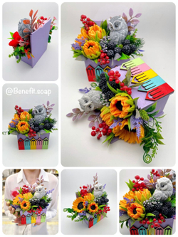 Букет «Сова в подсолнухах»