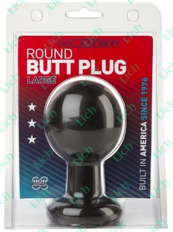 Круглая черная анальная пробка ROUND LARGE