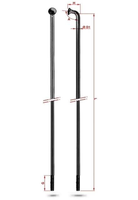 Спица Rodi Round Oxidised, черный, без ниппеля, 2,0X271мм