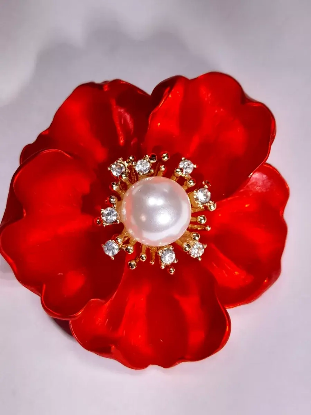 Брошь "Мак красный"
