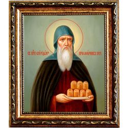 Спиридон Печерский, преподобный просфорник. Икона на холсте.