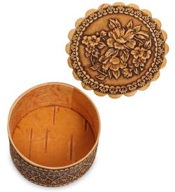 Народные промыслы BST-134/ 1 Шкатулка «Цветы» (береста)