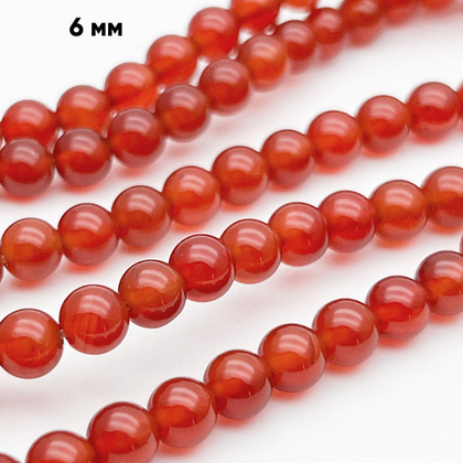 Сердолик бусины, диаметр 6,2-6,3 мм, цена за 29-30 шт (1/2 нити)