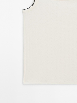 Massimo Dutti Трикотажный топ на бретелях, натуральный, кремовый