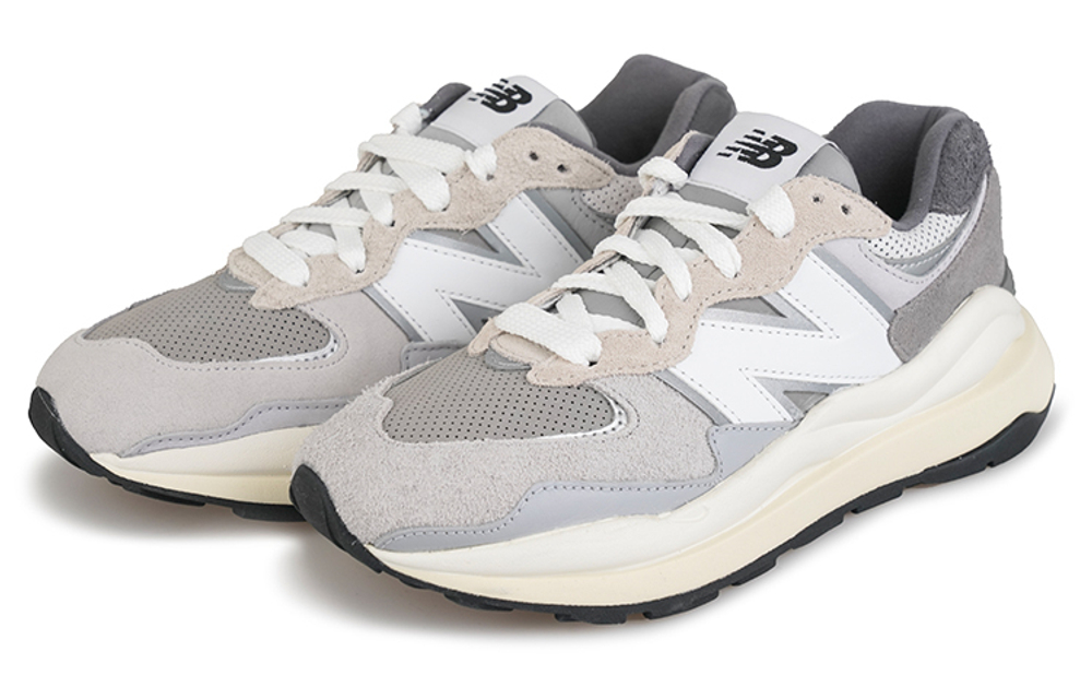 New Balance NB 5740 classic retro easy foot feeling mesh anti-fur fabric pigskin shock absorption non-slip wear-resistant low-cut casual running shoes for men and women the same gray and white