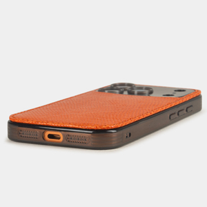 Чехол-накладка для iPhone 17 Pro Max из кожи ящерицы, оранжевого цвета