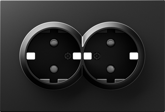 Накладка для розетки 2-й с заземлением,  со шторками 16A 250 В~,  матовый карбон,  серия A07