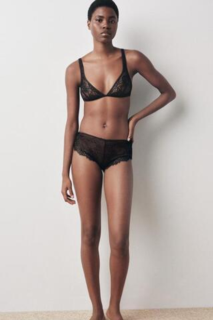 ZARA КРУЖЕВНЫЕ ТРУСЫ-ШОРТЫ, ЧЕРНЫЙ
