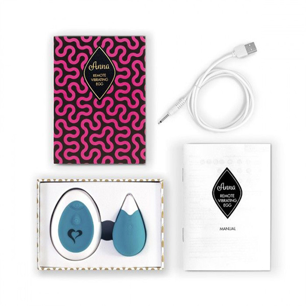 Бирюзовое виброяйцо на радиоуправлении Feelz Toys Anna Vibrating Egg Remote