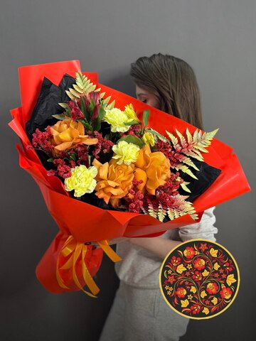 Авторский букет в стиле Хохломской росписи