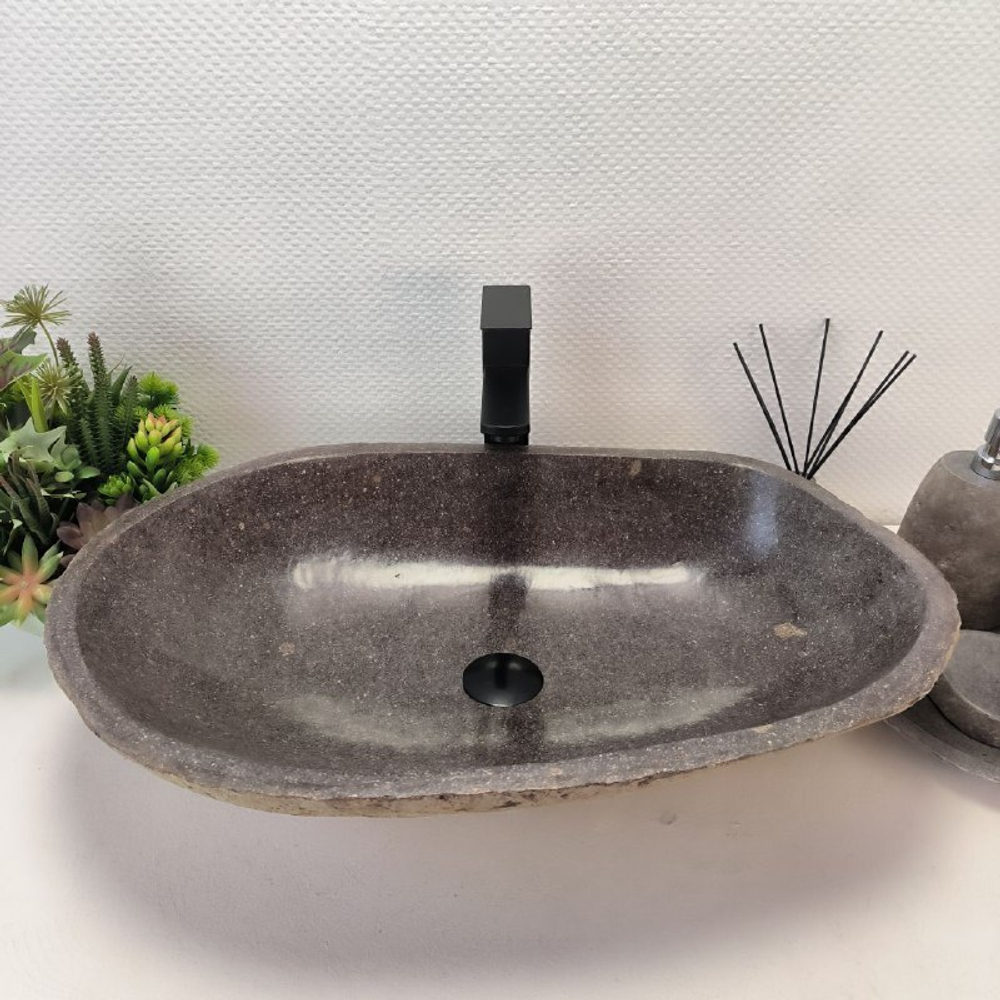 Каменная раковина из речного камня RS-63499 (66*42*16) 0124