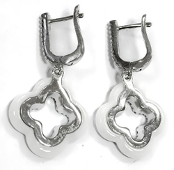 Ювелирные серьги из серебра 925 пробы с керамикой и фианитами