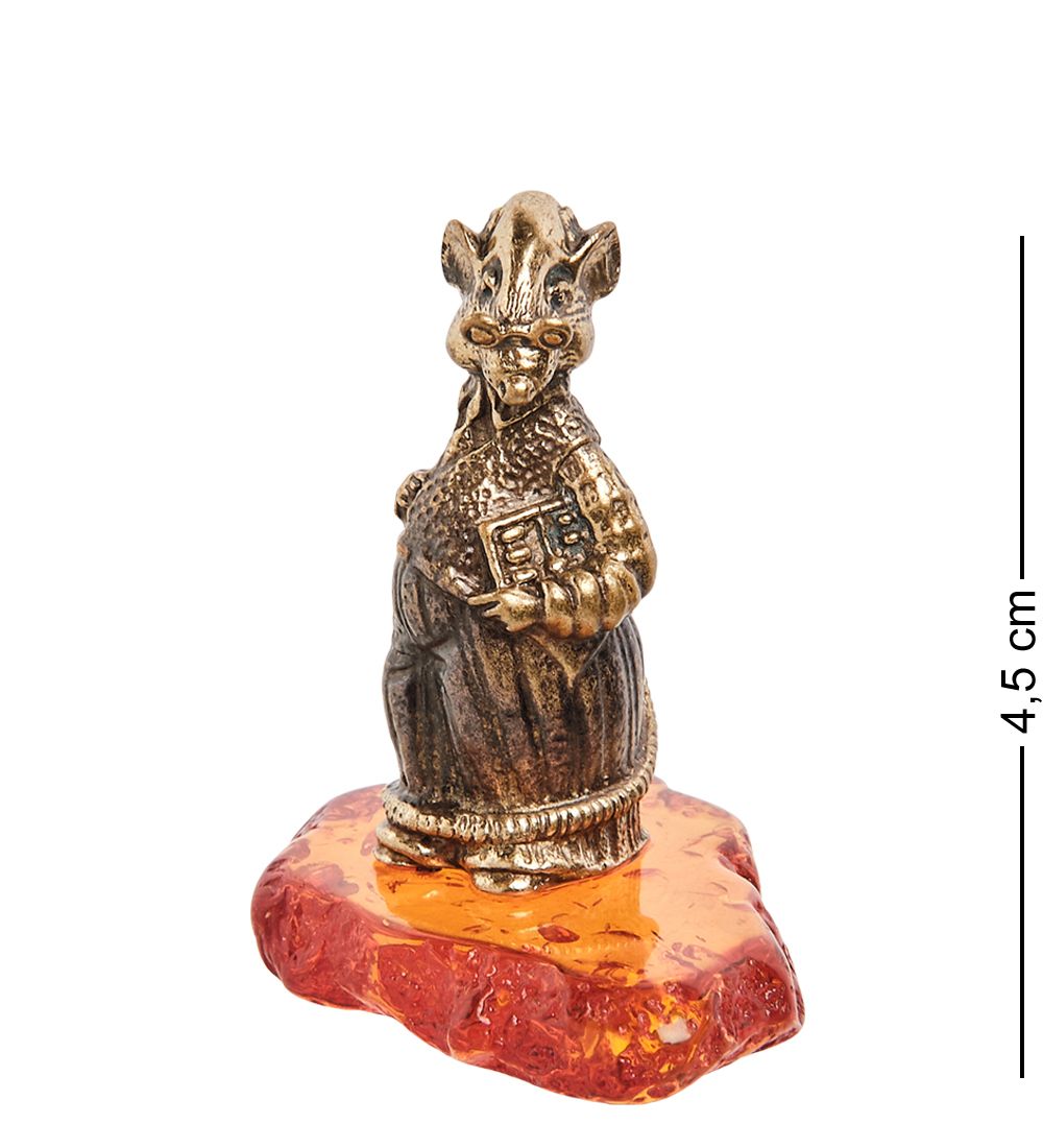 AM-1670 Фигурка «Мышь Крыс Бухгалтер» (латунь, янтарь)