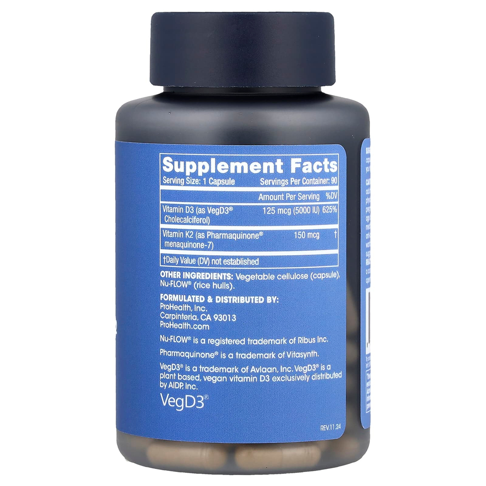 ProHealth Longevity, витамины D3 и K2, 90 капсул