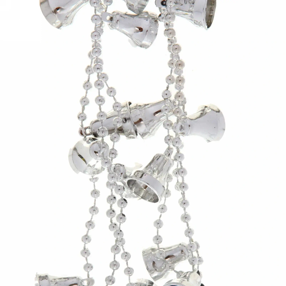 Бусы на ёлку 1,5м «Колокольчики» 2см, Серебро